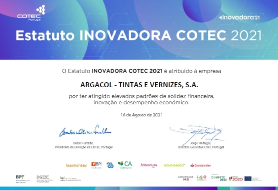 Estatuto INOVADORA COTEC 2021 da argatintas®